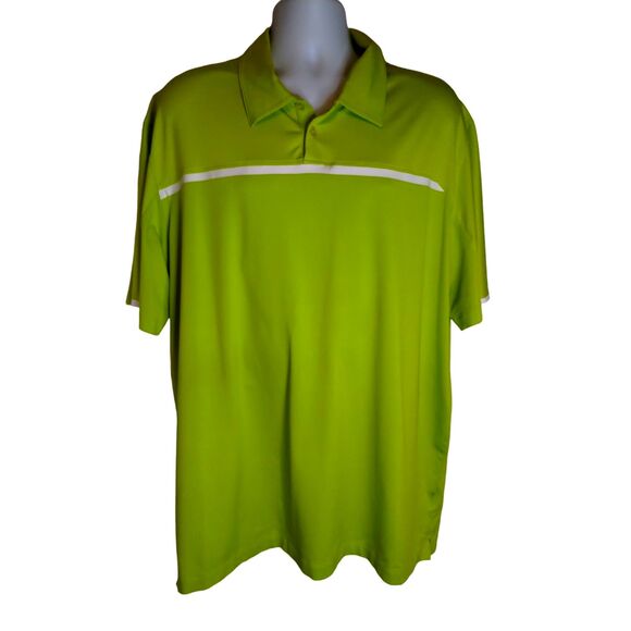 NIKE Tour Performance Neon Green White Stripe Dri- Fit Golf Polo Shirt Mens XXL - Picture 1 of 5